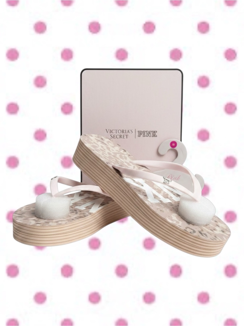 🆕🐆 Leopard Platform Flip Flop Sandals PINK Victoria’s Secret Size 10 NWT